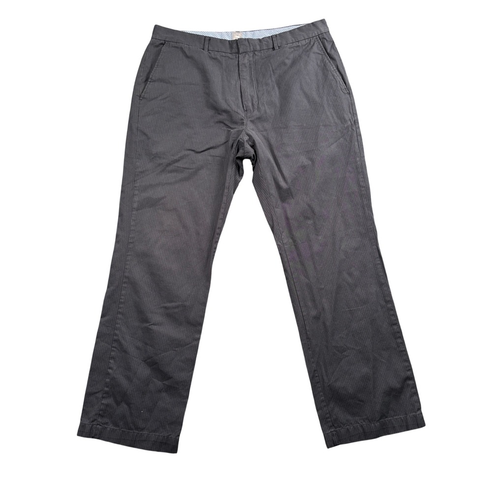 Gap Pinstripe Trousers Men 37x30.5 (Tag 38x32) Grey Straight Leg Flat Front Pant
